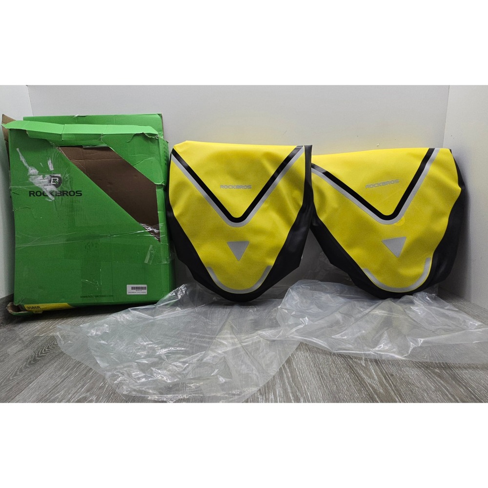 Rockbros Waterproof Bike Pannier Bags 20L Yellow Rear Rack Triangle Bag Set NEW